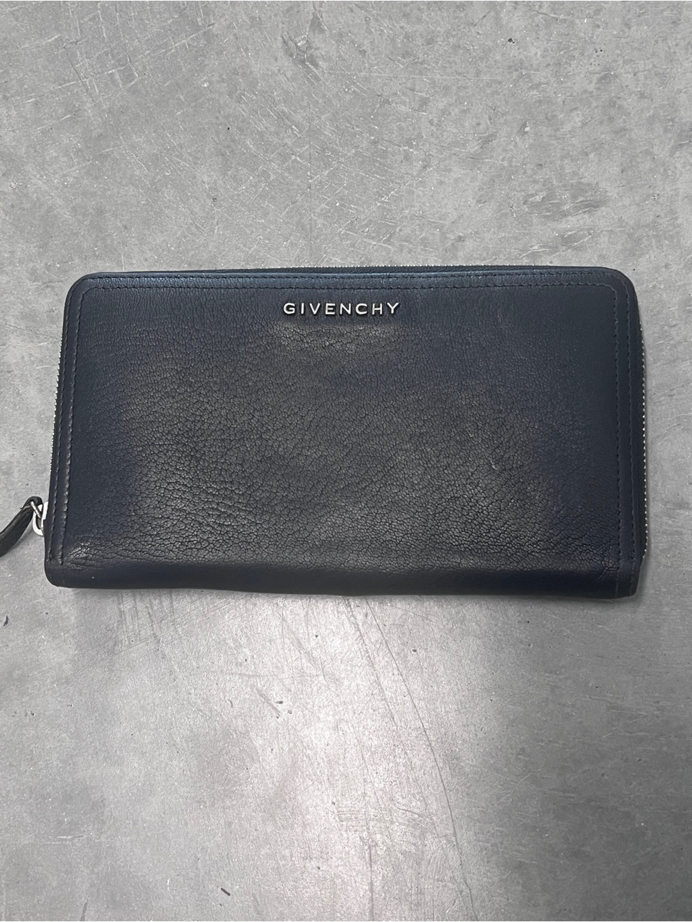 LARGE Givenchy Sugar Goatskin Pandora Zip Around Wallet Black